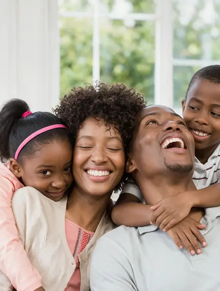 Family laughing together